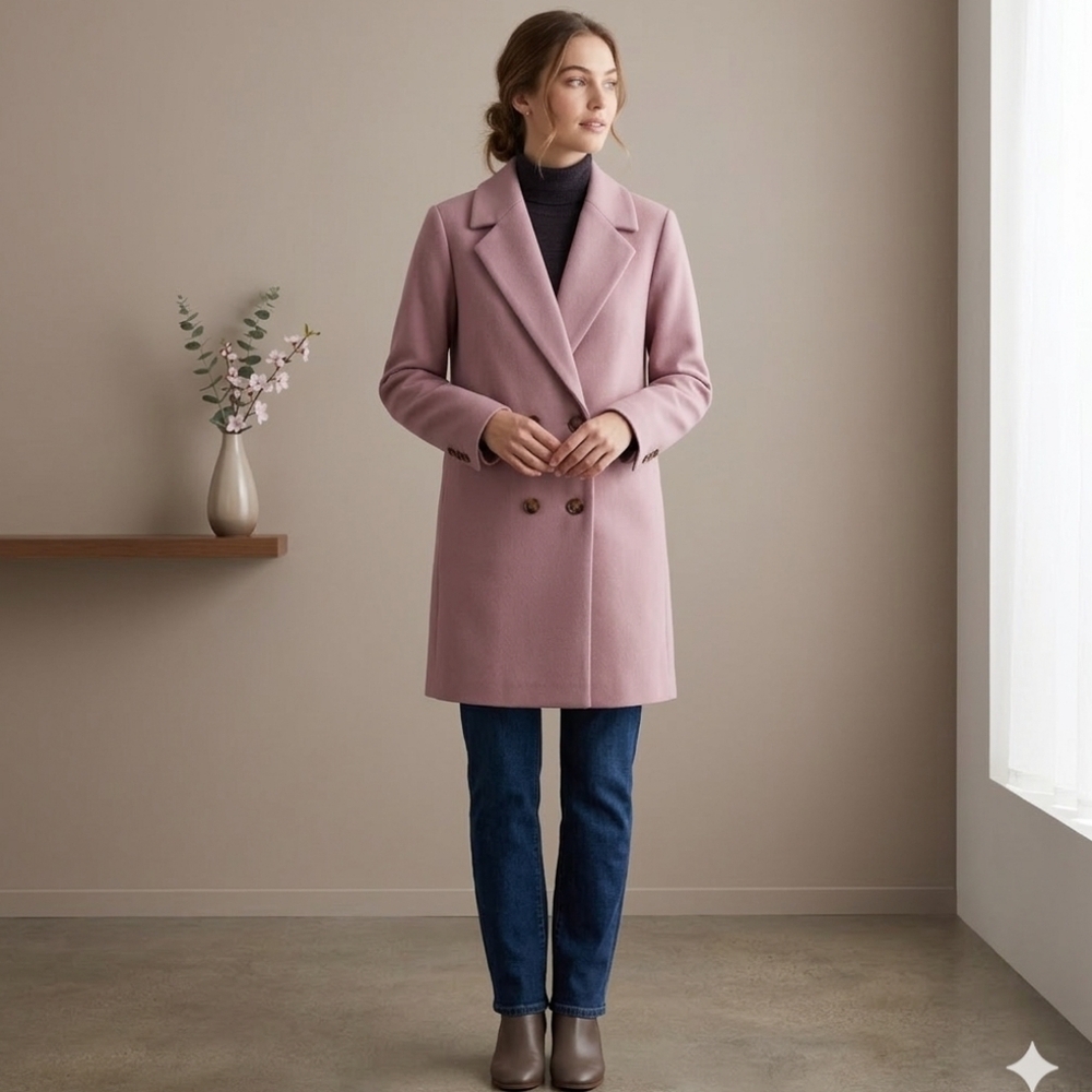 CoffeeShop Mauve Double-Breasted Peacoat - Women's XL - Like New - Picture 2 of 11